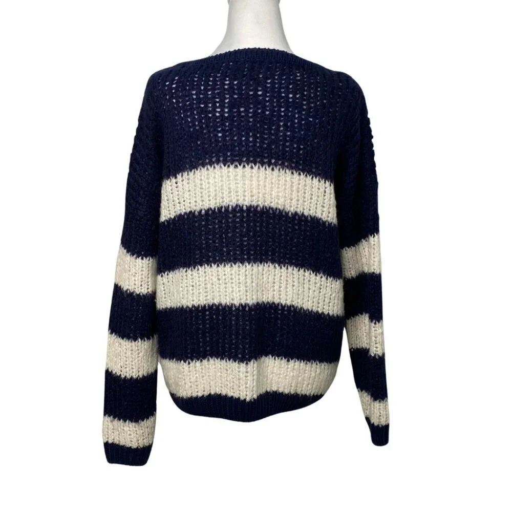 Tommy Hilfiger Women's Navy and White Striped Long Sleeve Sweater, Size Small - Picture 3 of 9